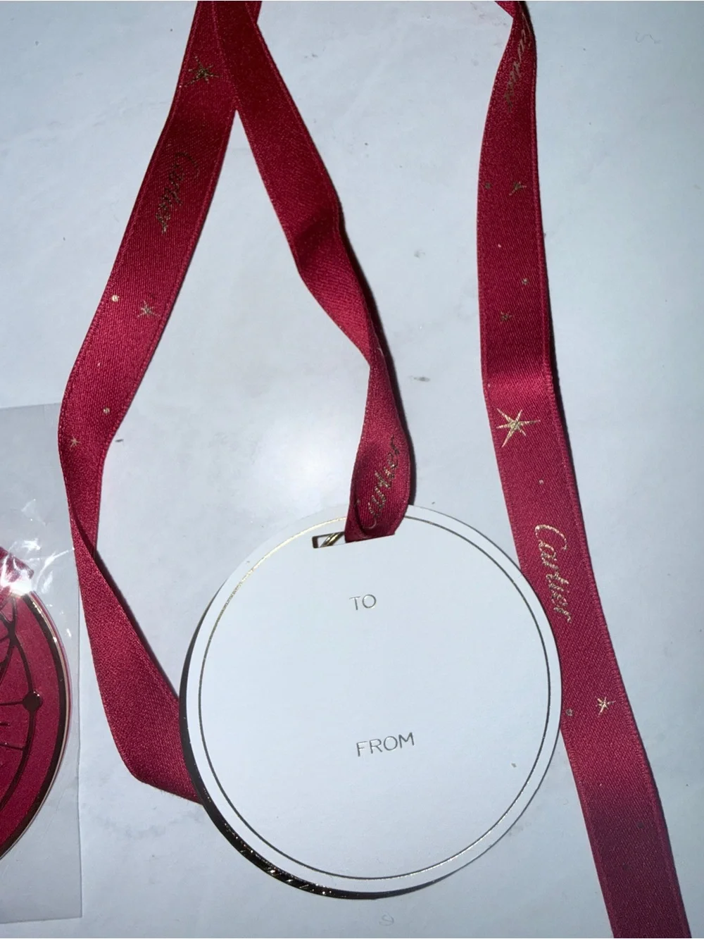 NWT Cartier red and gold Christmas 2024 gift tag